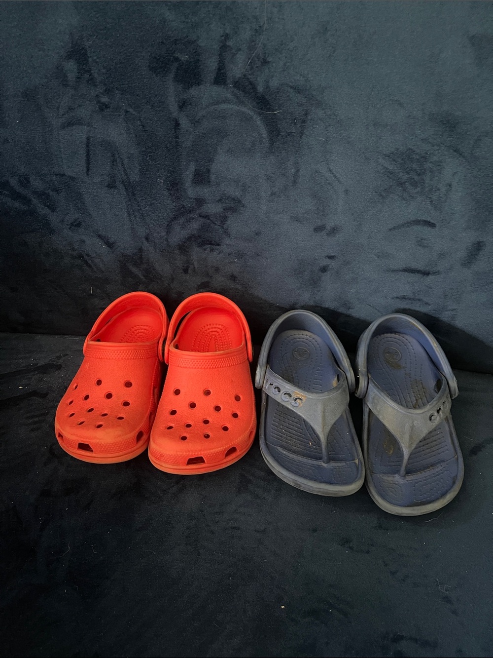 Kids CROCS bundle - Red Clogs, Navy Sandals
